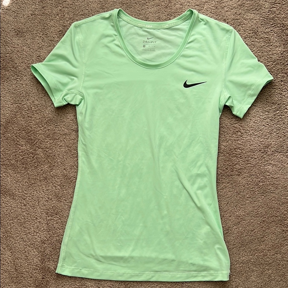 Nike Pro Dri-Fit mint green short sleeve top